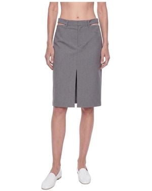 Jil Sander Rokken ,Grijs ,Wol Cut-Out Slit Midi Rok