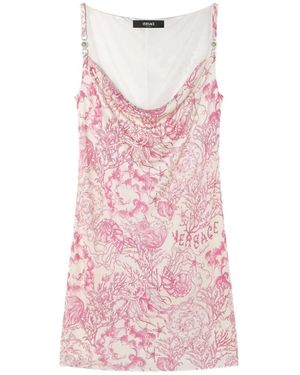 Versace Rosa Barocco Muster Spaghetti Strap Kleid - Pink