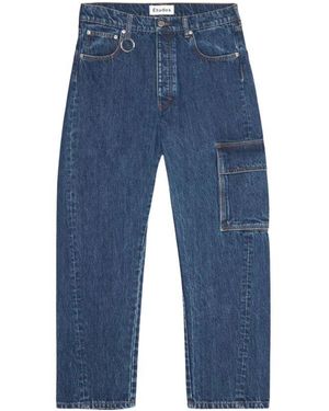 Etudes Studio Denim Blue Washed Jeans mit Gedrehten Nähten - Blau