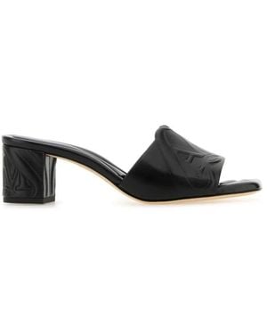McQueen Heeled Mules - Black