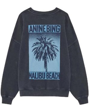 Anine Bing Hoodies & Sweatvesten ,Zwart ,Katoen Miles Sweatshirt Palm - Blauw