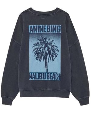 Anine Bing Hoodies & Sweatvesten ,Zwart ,Katoen Miles Sweatshirt Palm - Blauw