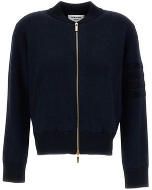 Thom Browne Ottoman Milano Stitch 4-Bar Bomber Cardigan - Blau