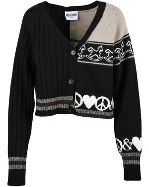 Moschino Truien & Vesten ,Veelkleurig ,Wol Korte Cardigan - Zwart