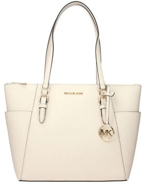 Michael Kors Tassen ,Leer Leren Schoudertas Met Klassiek Design - Naturel