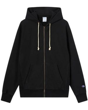 Champion Hoodies & Sweatvesten ,Zwart ,Katoen Reverse Weave Full Zip Hoodie