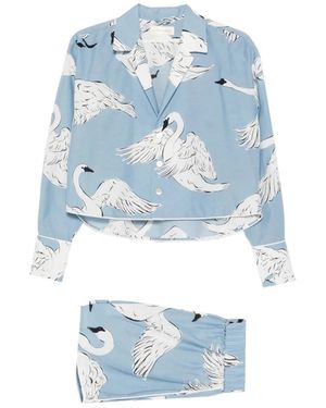 Olivia Von Halle Nachtkleding ,Veelkleurig ,Katoen Lucia Laia Pyjama - Blauw