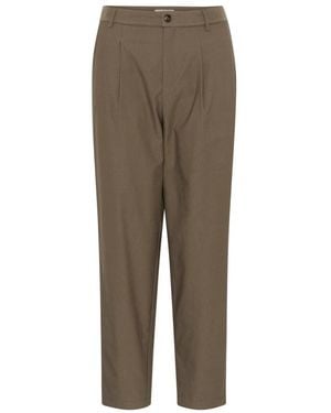Cream Tapered Trousers - Brown