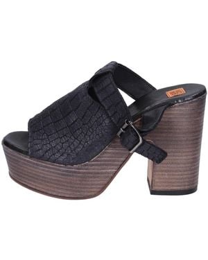 Moma Leren Mules Met Hak - Blauw
