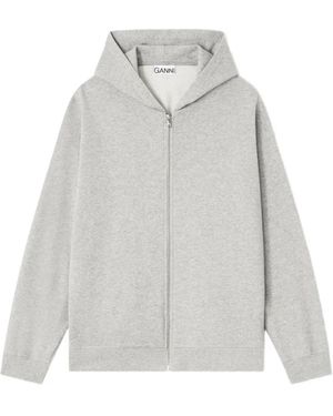 Ganni Isoli Teddy Oversized Zip Hoodie - Grau