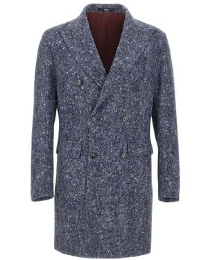 Barba Napoli Double-Breasted Coats - Blue