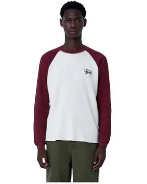 Stussy Waffelstrick Logo Motiv T-Shirt - Rot