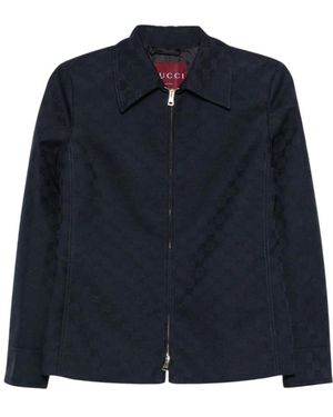 Gucci Jassen ,Blauw ,Katoen Gg Cotton Gabardine Zip Jacket
