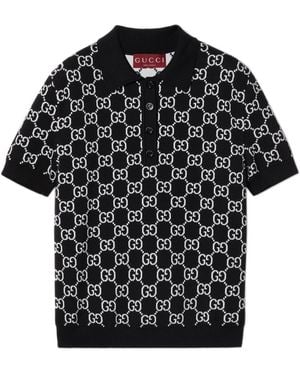 Gucci Wendbare Woll-Polo Schwarz Kurze Ärmel