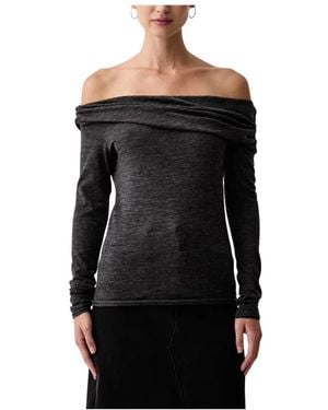 Pinko Tops ,Grijs ,Wol Longsleeve - Zwart