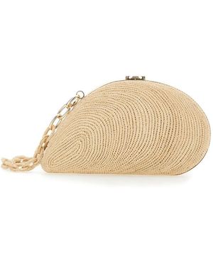 Jonathan Simkhai Raffia Austernschale Clutch Tasche - Natur