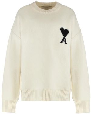 Ami Paris Round-Neck Knitwear - White