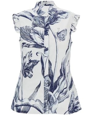 Erdem Mouwloze Top Met Bloemenprint - Blauw