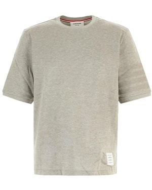 Thom Browne Grosgrain-Trim T-Shirt Van Katoenen Jersey - Grijs