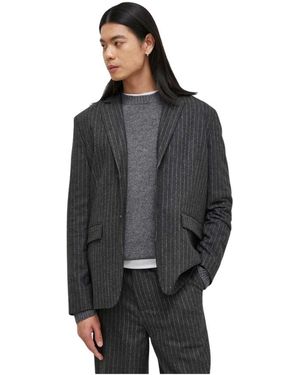 Samsøe & Samsøe Enkelrijige Blazer Met Krijtstreeppatroon - Zwart