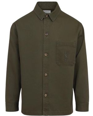 Saint Laurent Solferino Overshirt Gabardine - Groen