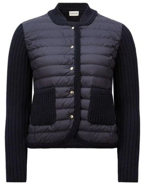 Moncler Gepolsterte Woll-Strickjacke Mit Daunen - Blau