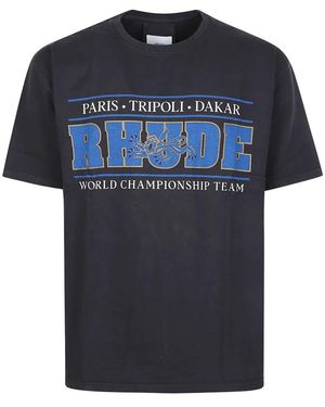 Rhude Tops ,Zwart ,Katoen Chrono T-Shirt - Blauw