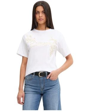 Ermanno Scervino Tops ,Wit ,Katoen T-Shirt Met Geborduurd Logo