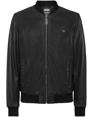 Philipp Plein Basic Leather Bomber - Zwart