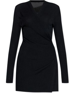 Balenciaga Truien & Vesten ,Zwart ,Leer Cardigan Met Striksluiting