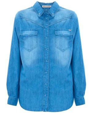 Kocca Blaue denim hemd mit langen ärmeln