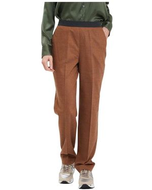 Via Masini 80 Straight Trousers - Brown