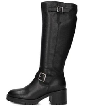 Blasz Schoenen ,Zwart ,Zwarte Leren Laarzen Met Gouden Gespen