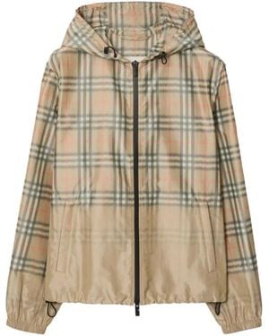 Burberry Kapuzenjacke Mit Karomuster - Natur