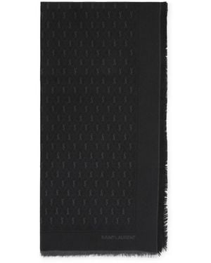 Saint Laurent Jacquard Monogram Scarf - Black