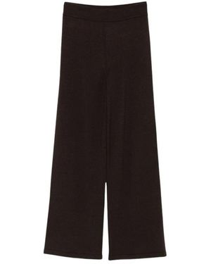 Max Mara Broeken ,Bruin ,Wol Gabarra Wijde Broek - Zwart