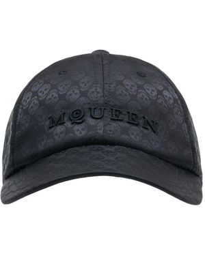 McQueen Accessoires ,Zwart ,Katoen Skull Repeat Baseball Cap - Blauw