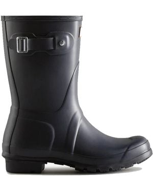 HUNTER Schoenen ,Blauw ,Polyester Korte Marineblauwe Wellington Laarzen - Zwart