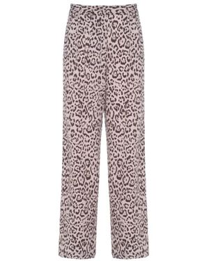 Soallure Broeken ,Veelkleurig ,Polyester Palazzo Broeken Met Dierenprint En Zijband - Meerkleurig