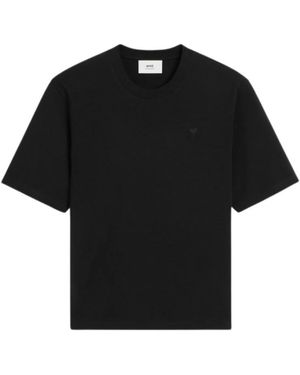 Ami Paris Herz Ton-In-Ton T-Shirt - Schwarz