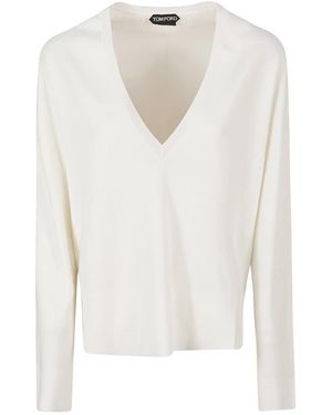 Tom Ford Truien & Vesten ,Wit ,V-Hals Trui
