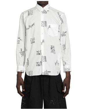 Comme des Garçons Overhemden ,Wit ,Katoen Slogan Shirt