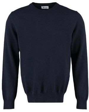 THE (Alphabet) Klassischer Rundhals-Kaschmirpullover - Blau