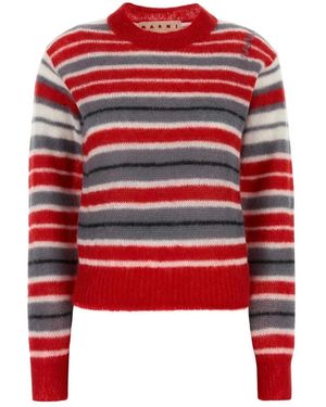 Marni Geborduurde Mohair Blend Trui - Rood