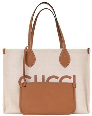 Gucci Tassen ,Leer Gg Emblem Tote - Bruin
