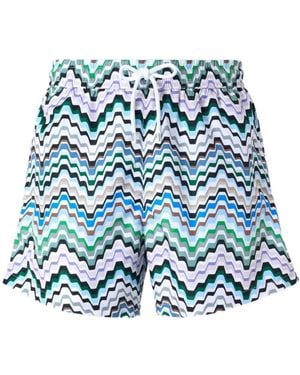 Missoni Bedruckte Badeshorts Mit Taschen - Blau