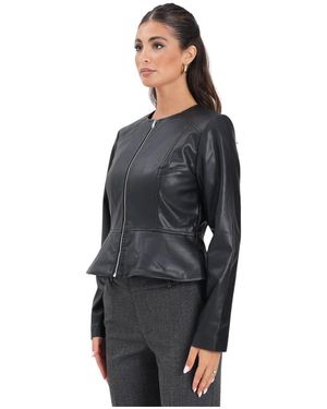 Jacqueline De Yong Kurze Jacke Aus Kunstleder - Schwarz