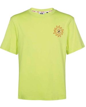 Gcds Besticktes Baumwoll-T-Shirt Mit Maxi-Print - Gelb