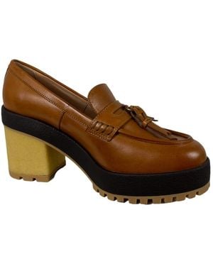 Hogan Grüne Loafer Schuhe Mit Gummiabsatz - Braun