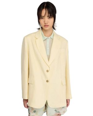 Semicouture Jassen ,Geel ,Leer Wide Straight Jacket - Naturel